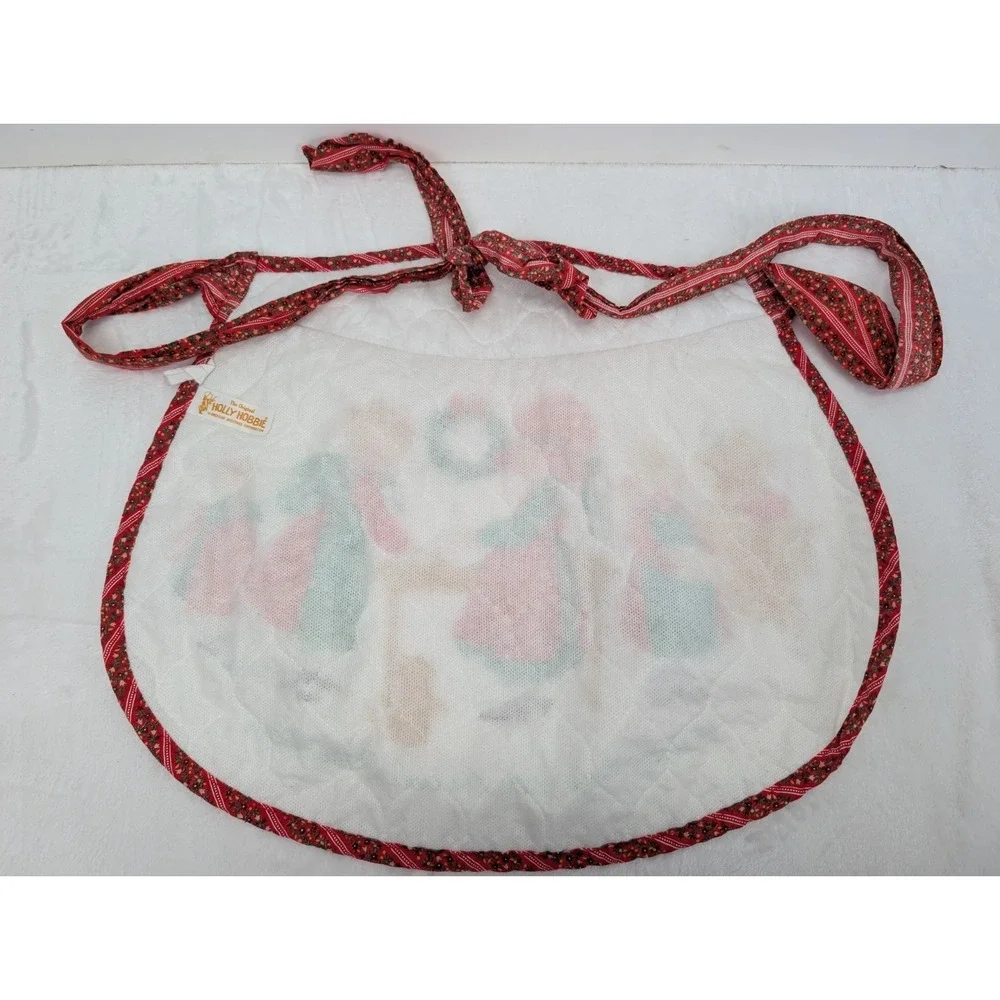 Vintage Holly Hobbie Christmas Apron One Size Waist Tie‎ Back Holiday Wishes